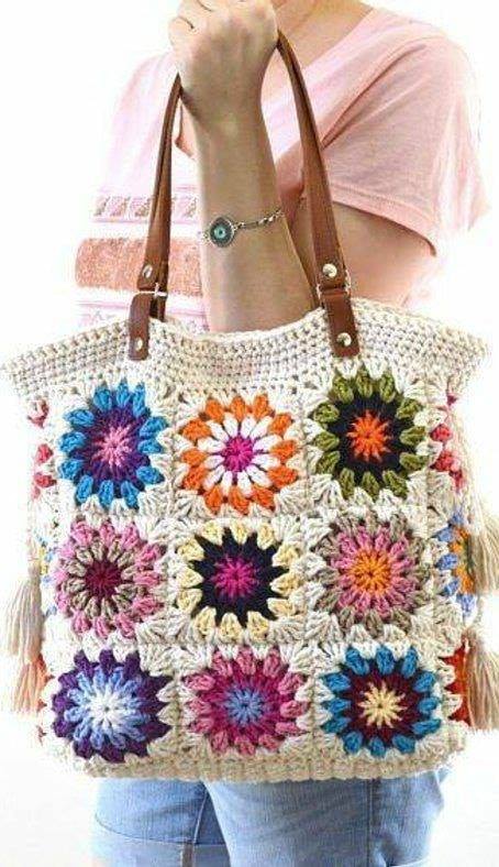 PATRÓN GRATIS Hermosa Bolsa de Grannys a crochet Crochetisimo