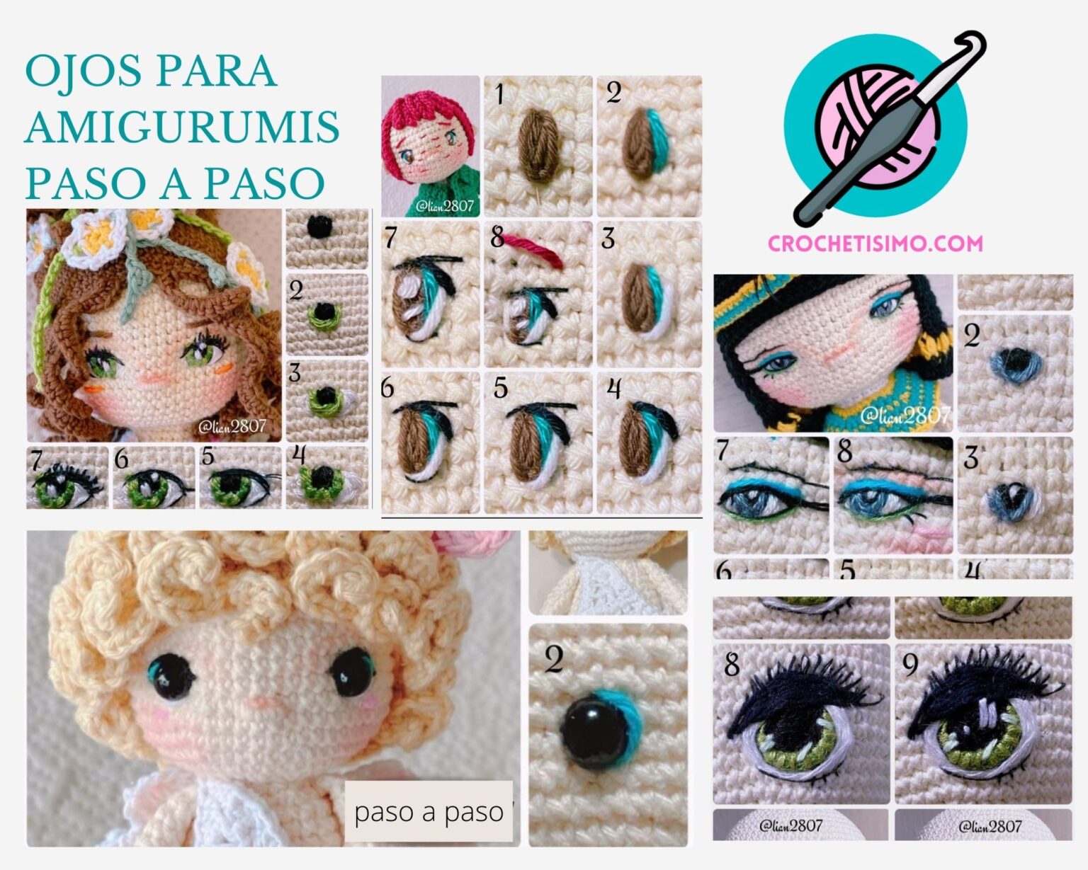 COMO HACER Ojos Amigurumi paso a paso Crochetisimo