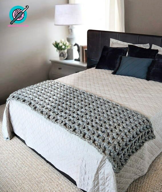 Pie de cama Natural con Crochet - Cielo y Tierra