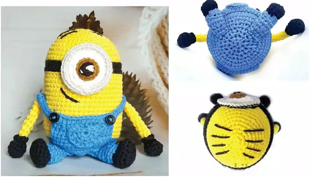 Minion Sentada PDF Amigurumi Patron Gratis Montaje