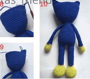 Paso A Paso Huggy Wuggy Amigurumi PDF Patron Gratis Cabeza