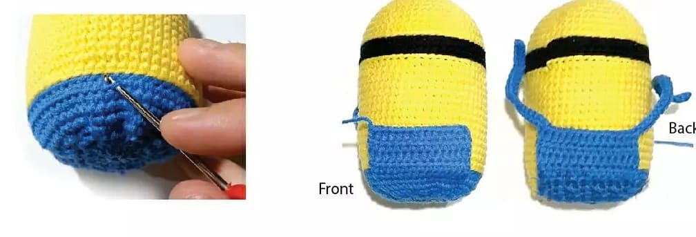 Sitting Crochet Minion Amigurumi Free Pattern Overalls Bib 1